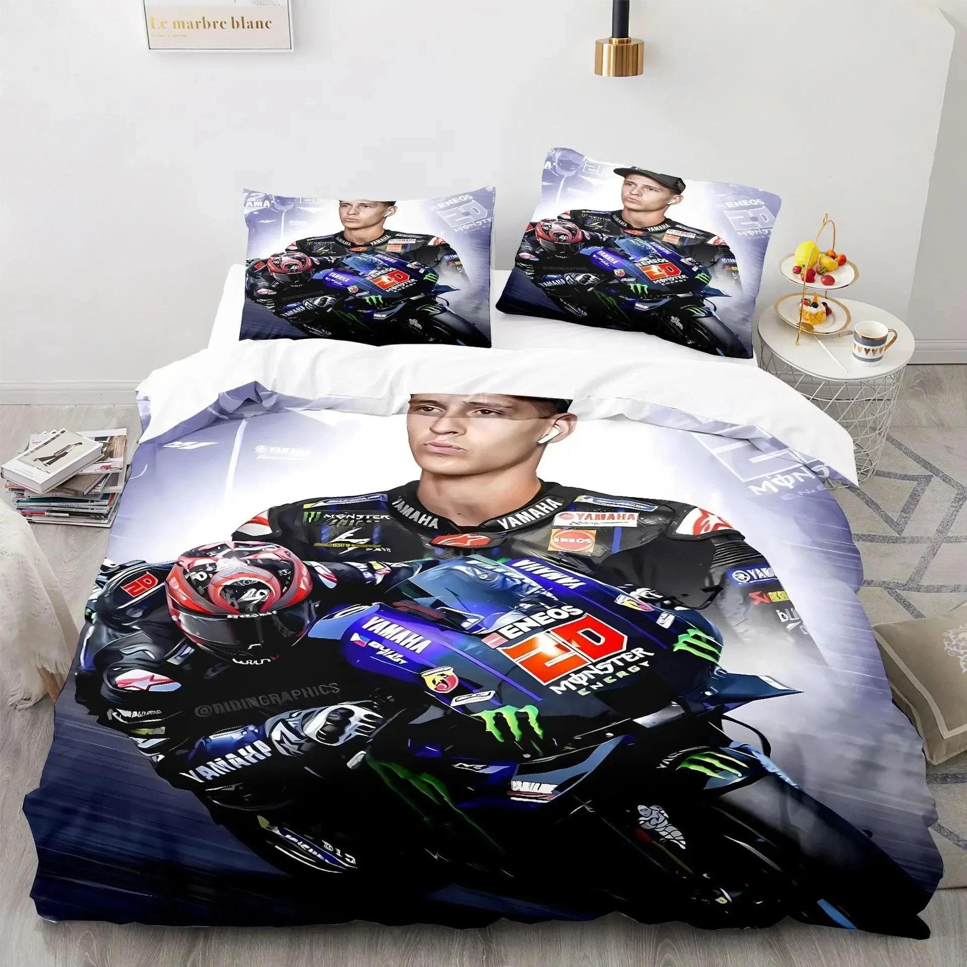 3D Print Marc Marquez 93 Bedding Set Duvet Cover Bed Set Quilt Cover Pillowcase Comforter king Queen Size Boys Adult Bedding AU Double 180x210cm