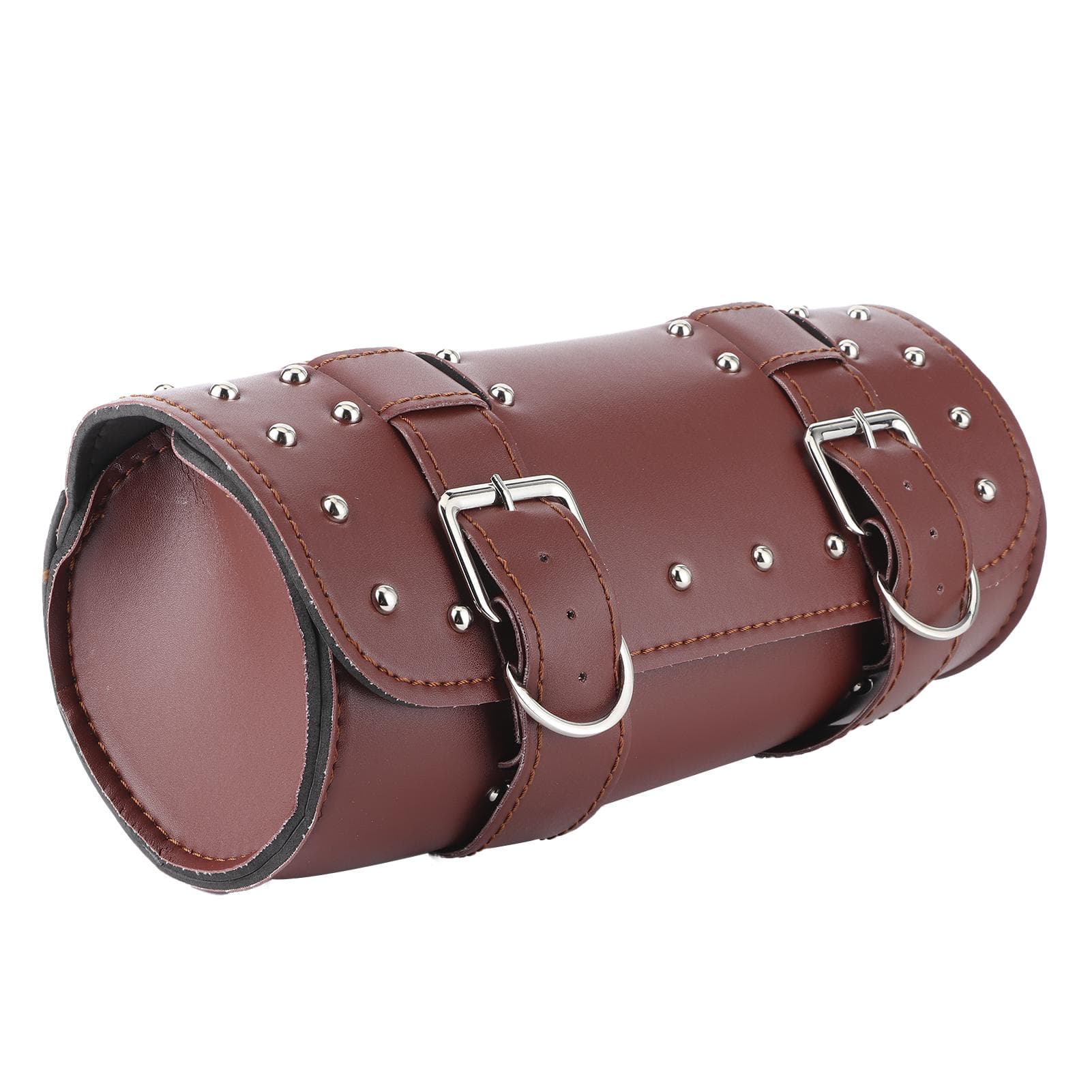 Universal Motorcycle Bag PU Leather Saddlebag Motorbike Roll Luggage Motor ReplacementBrown brown