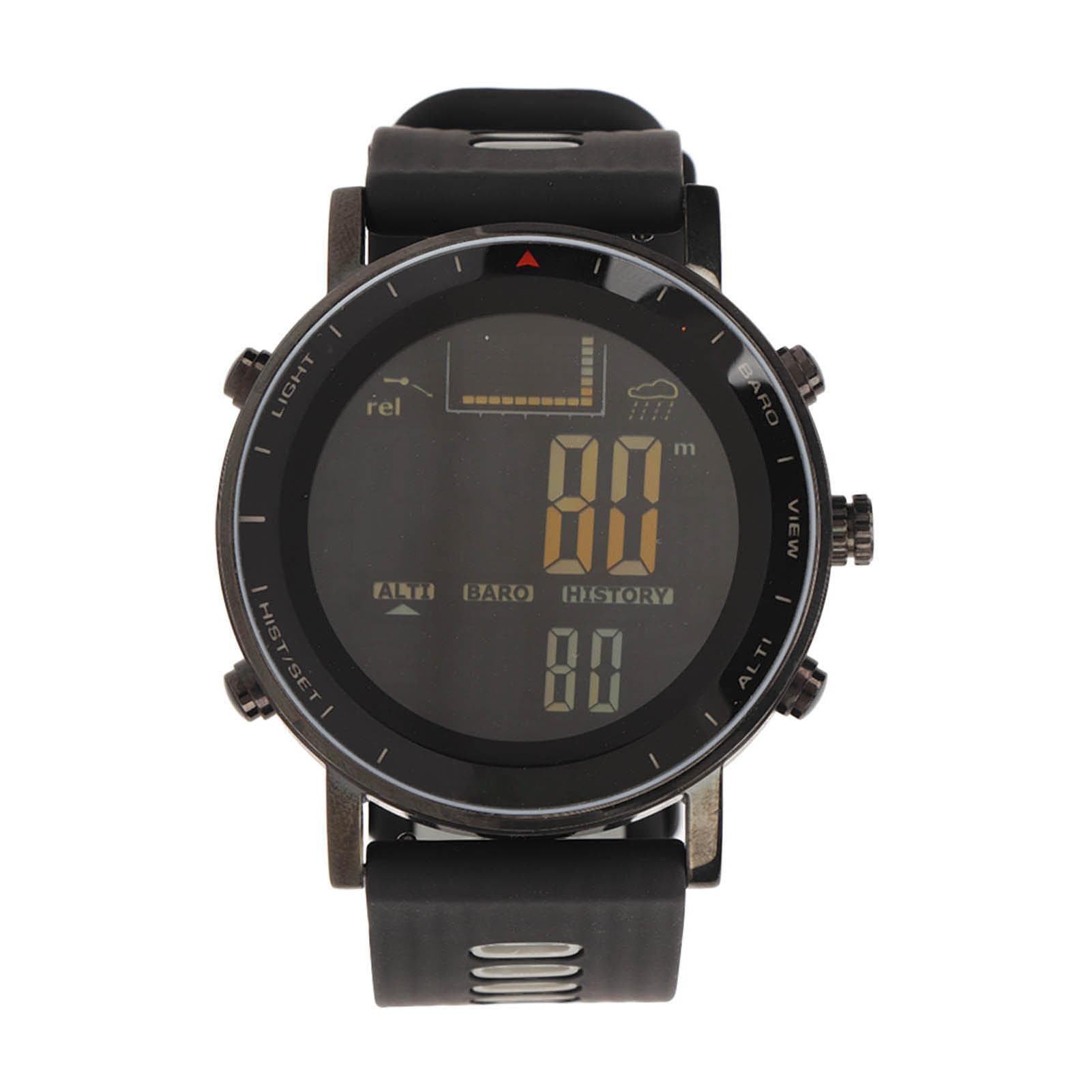 Outdoor Sports Watch Air Pressure Change Multifunctional Electronic Wrist Watch for Fishing Hiking black gray