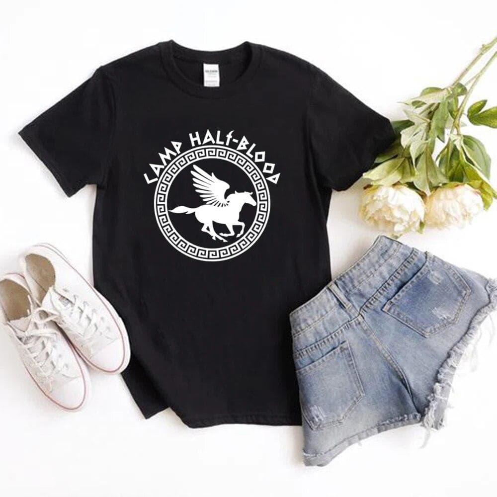 Camp Half Blood T Shirts Fall Training Camp Game Tshirt Halloween Magical Gift Percy Jackson Shirt Unisex T-shirts Harajuku Tees S black