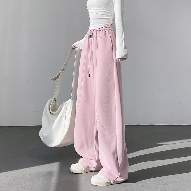 Spring and Summer New American Sports White Banana Wide-leg Pants Women's Casual Loose Curved Sweatpants XL