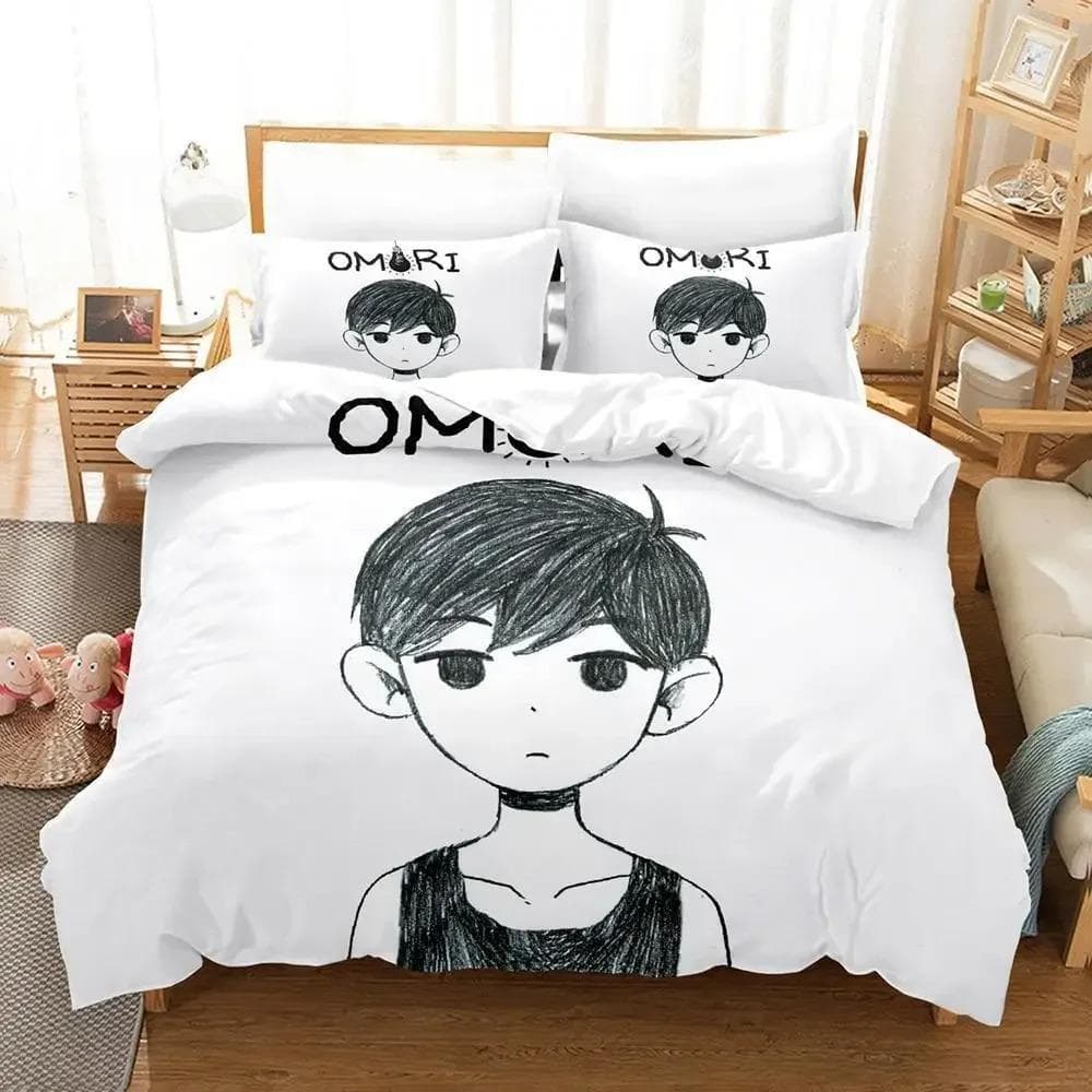 Kawaii Omori Bedding Set Single Twin Full Queen King Size Bed Aldult Kid Bedroom Duvetcover 3D Print Anime Bed Sheet 70x133cm 2pcs
