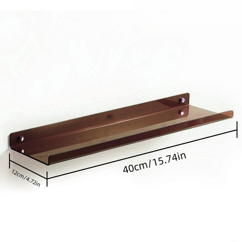 Color Acryl Wall Mounted Type Storage Rack Modern Bathroom Living Room Shelves Free Punching Wall Shelf Home Accessories 40cm x 12cm brown
