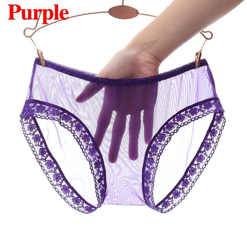 Transparent Underwear Women Sexy Panties Ladies See Through Seamless Underwear Low Rise Ultra-thin Briefs L purple