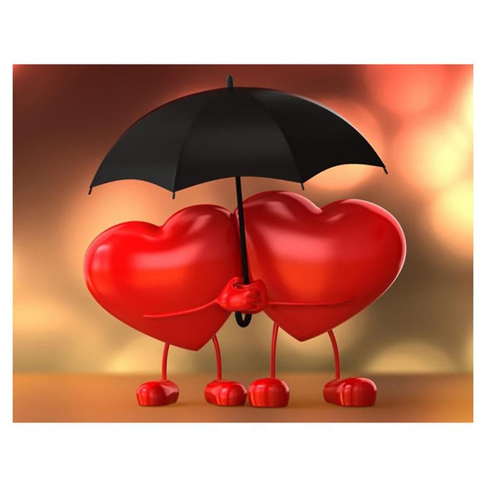 Cross Stitch DIY 5D Diamond Love Heart Umbrella Painting Home Decor Picture Embroidery 20X30CM