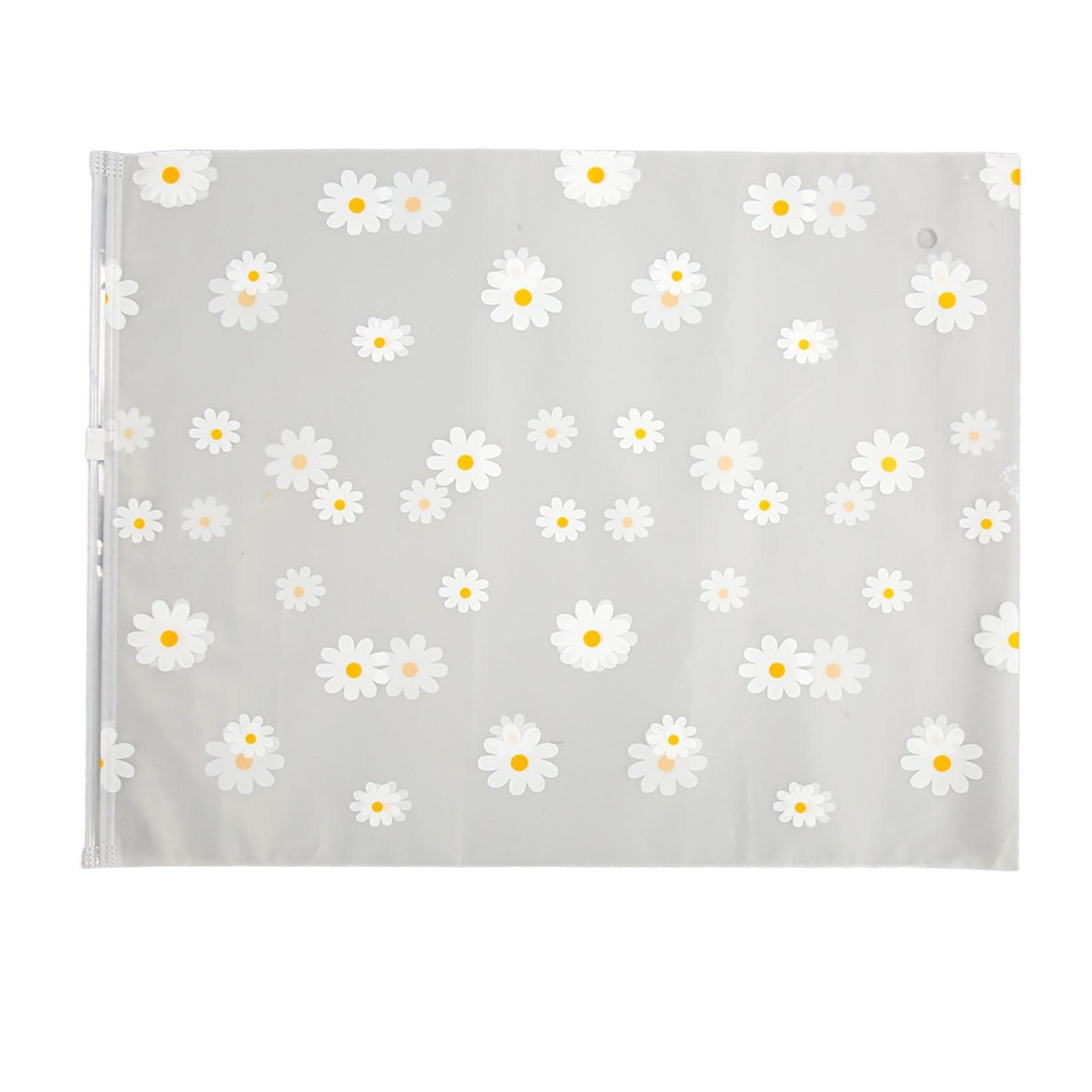 30PCS Frosted Slide Zip Plastic Bags Daisy Pattern Reusable Lightweight Portable Shirt Packaging