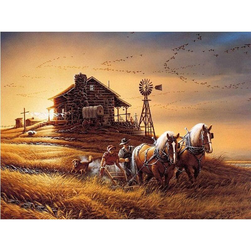 DIY 5D Diamond Painting Farm House Full Round Drill Diamond Embroidery Cross Stitch 20X30CM