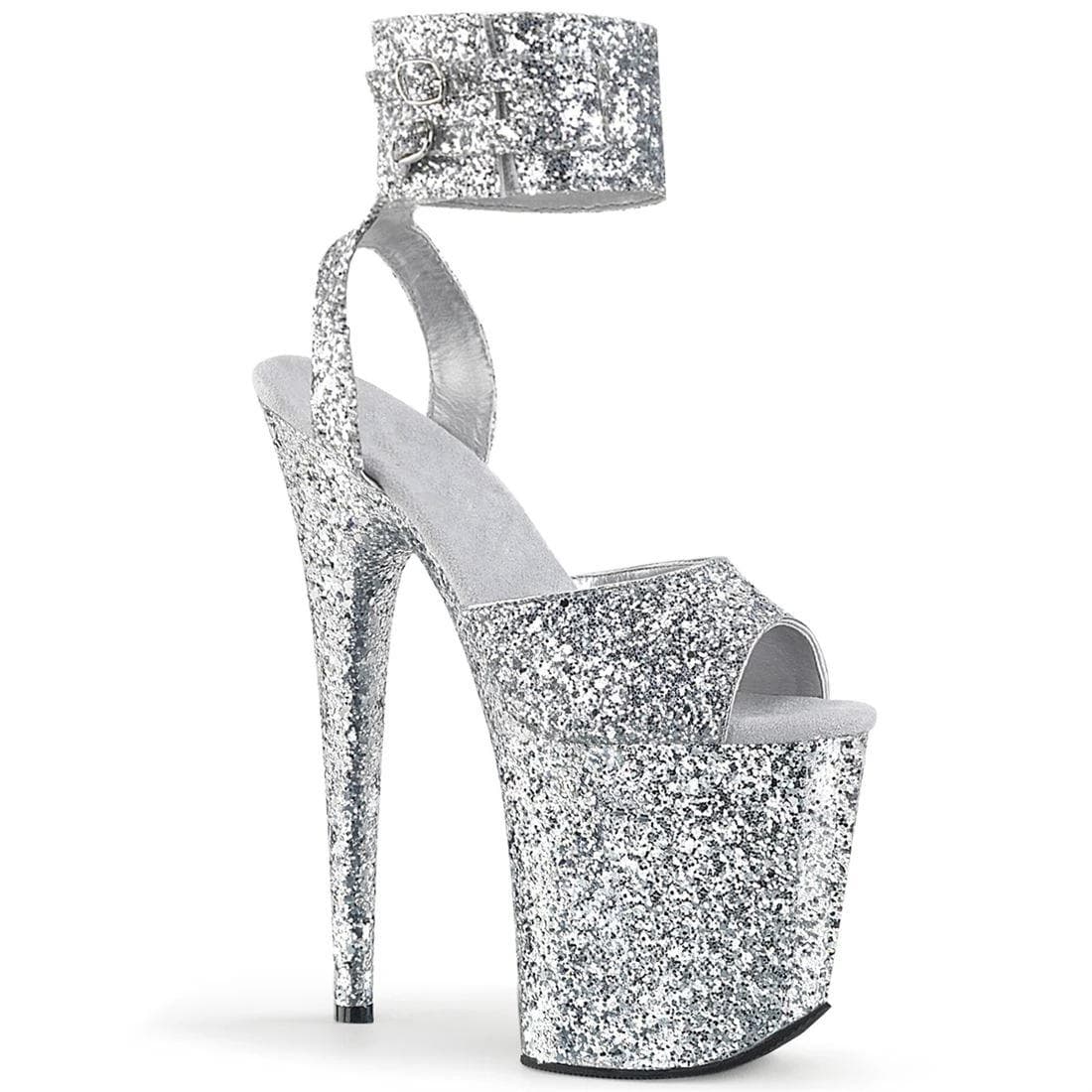 20Cm High Flash Decorative Piece Waterproof Table High Heel Sandals Ankle Belt Buckle Pole Dance Sandals YKC 46 white