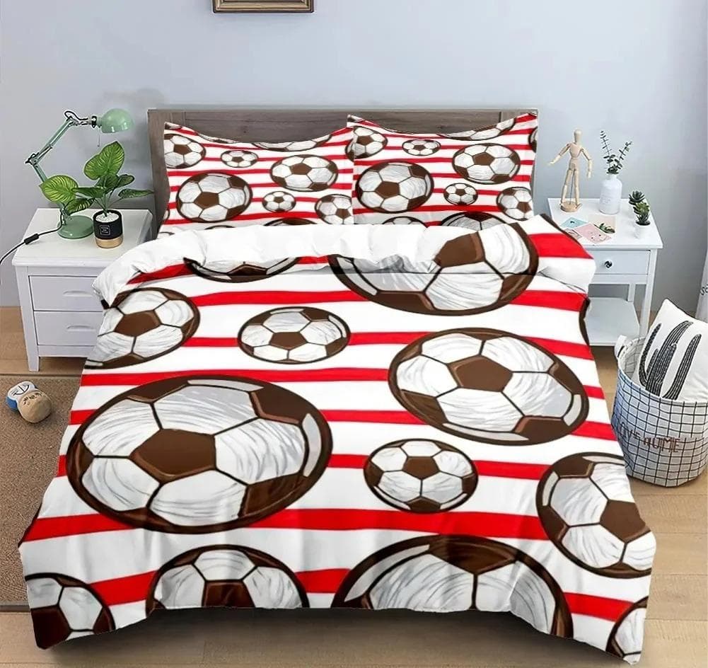 Cool Football Soccer 3D Bedding Set Duvet Cover Pillowcases Comforter Bed Linen Room Decor for Boys Gift Twin Queen King Size 70x133cm 2pcs