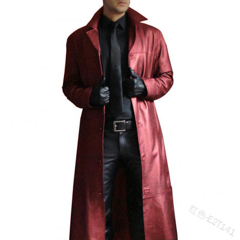 Autumn Male God Fashion Temperament Solid Color Slim Pu Leather Extended Leather Jacket Men's Coat Coat XXL