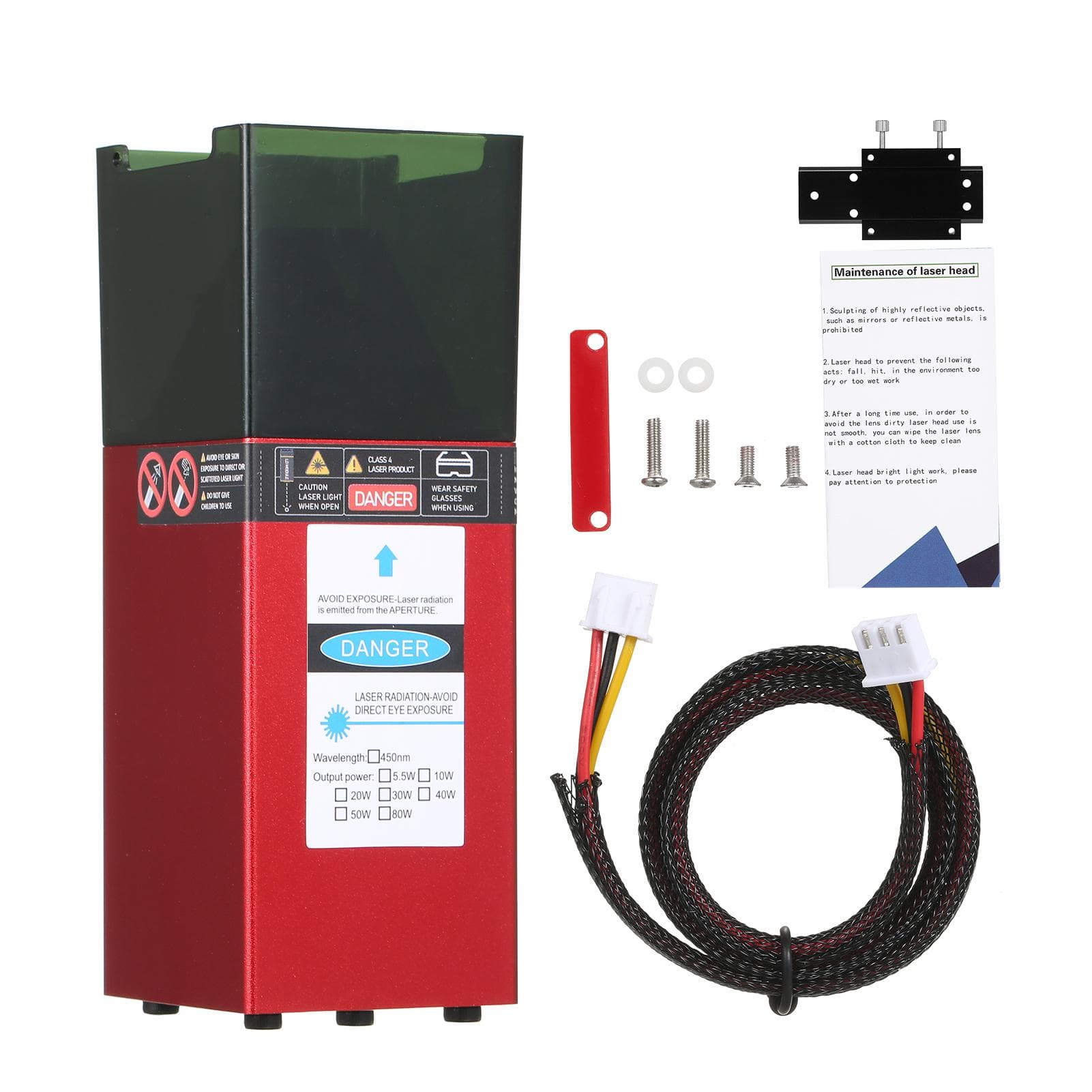 Laser Module 450nm Engraving Laser Head High Precision Engraving Metal Wood Acrylic for Laser 80W wine red