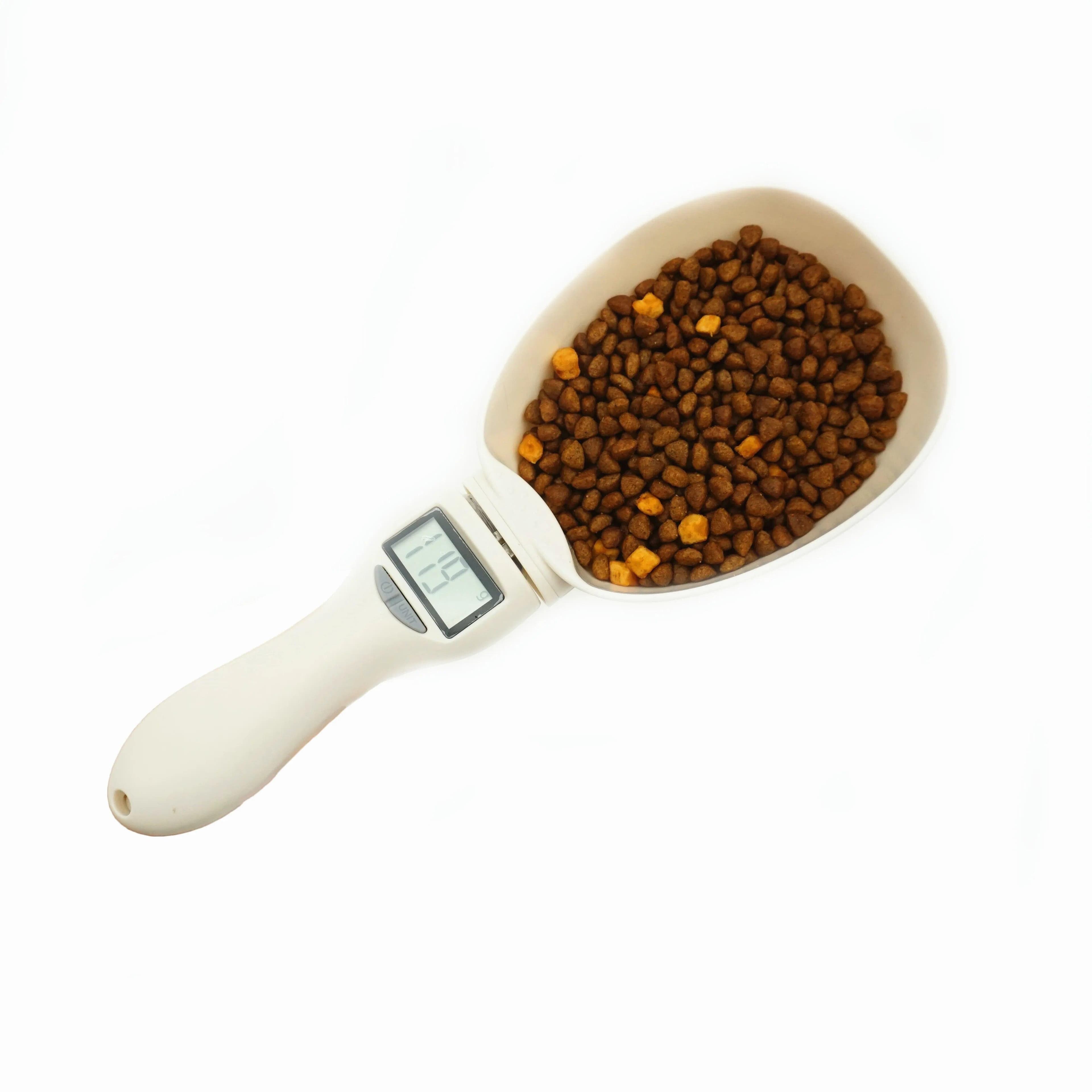 Pet Food Scale Electronic Measuring Tool For Dog Cat Feeding Bowl Measuring Spoon Kitchen Scale Digital Display With Led white
