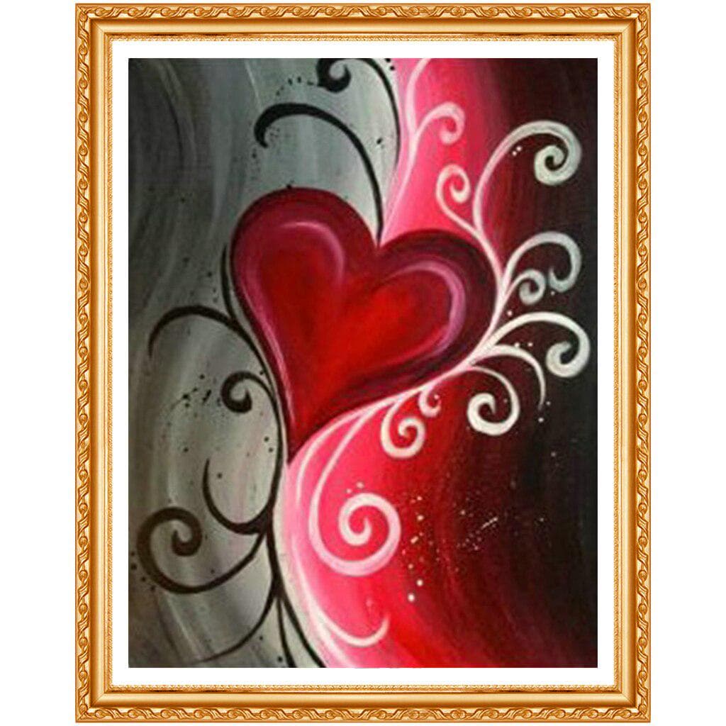 Full Round Drill 5D DIY Diamond Painting  Red Heart  3D Embroidery Cross Stitch Home Decor Gift 20X30CM