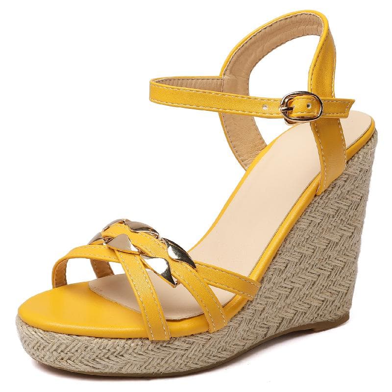 Wedge Shoes Sandals For Women Summer Flip Flops Large Size 44 45 50 Knitted High Heels Gladiator Casual Red Party Shoes Ladies 49 yellow
