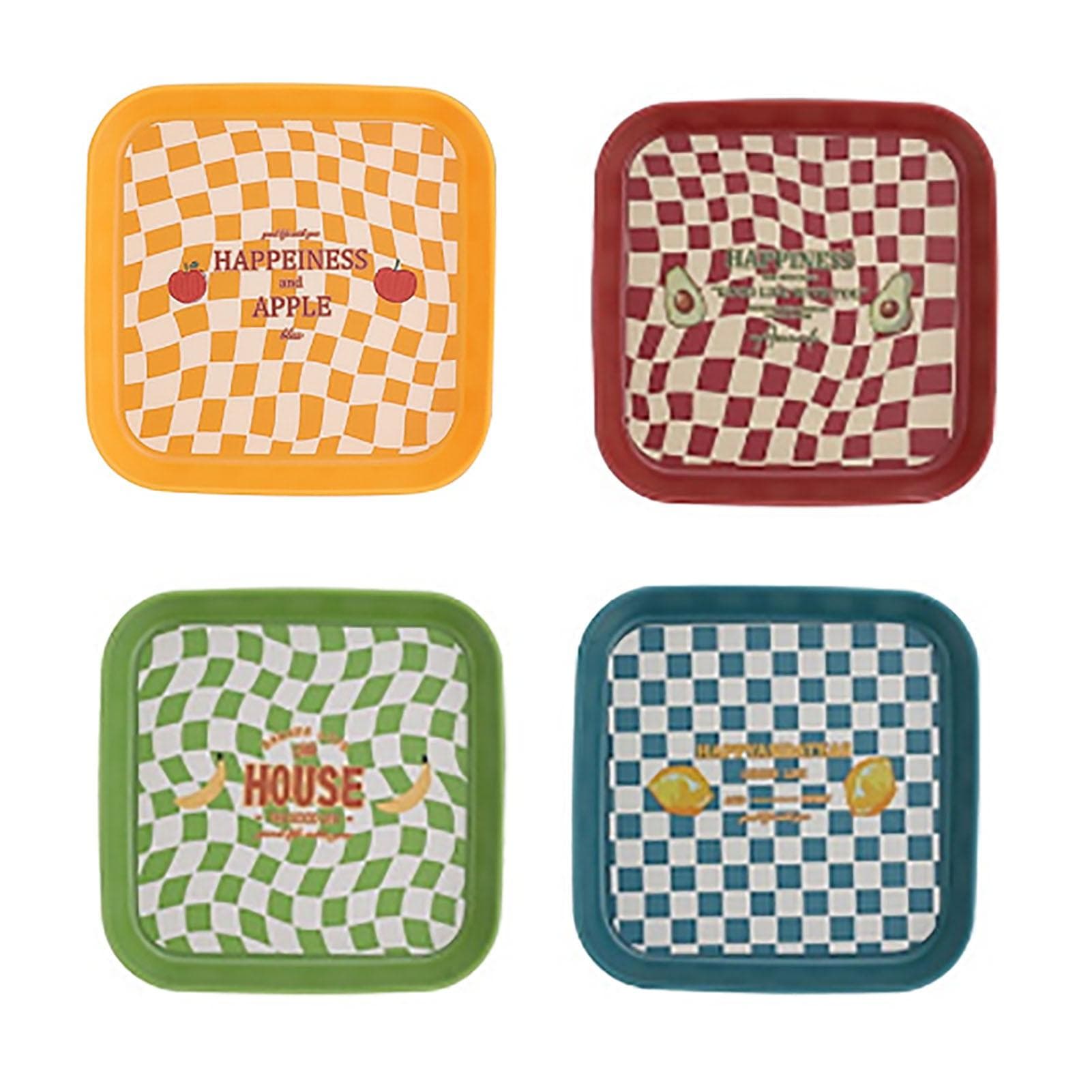4Pcs Spit Bone Dish Food Grade Plastic Household Food Residue Snack Pan Small Mini Patent Apple