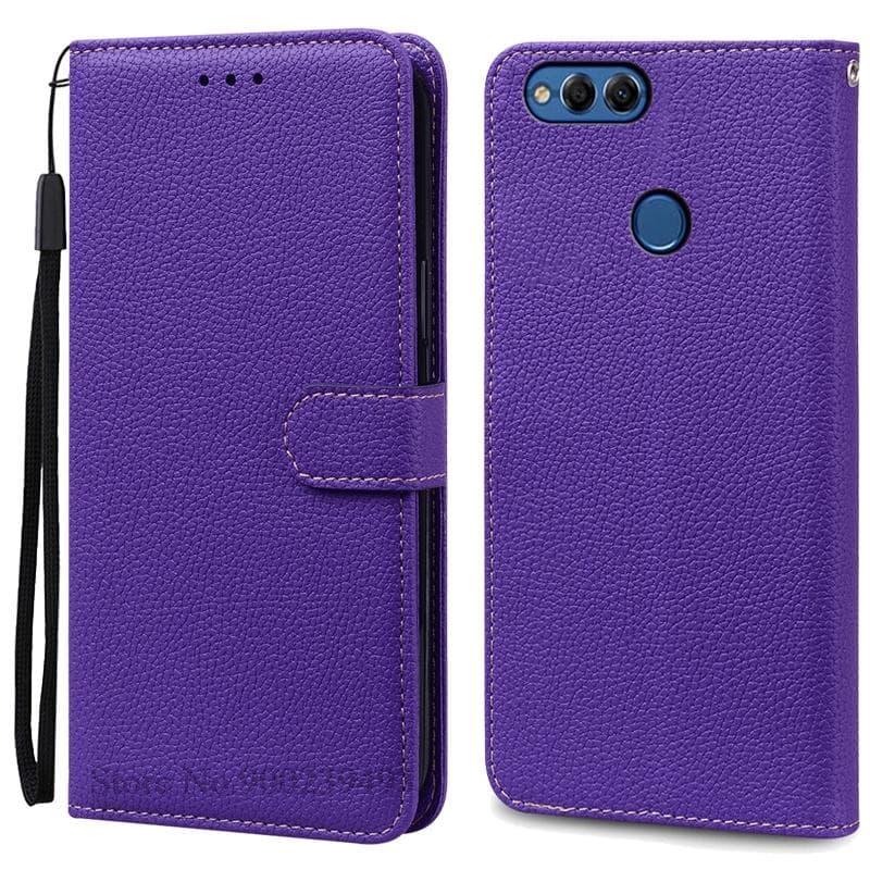 For Honor 7X Case Flip Cover For Huawei Honor 7X Luxury Wallet Leather Case For Honor 7X 7 X BND-L21 Cover Phone Bag Fundas Etui For Honor 7X (2018) dark purple