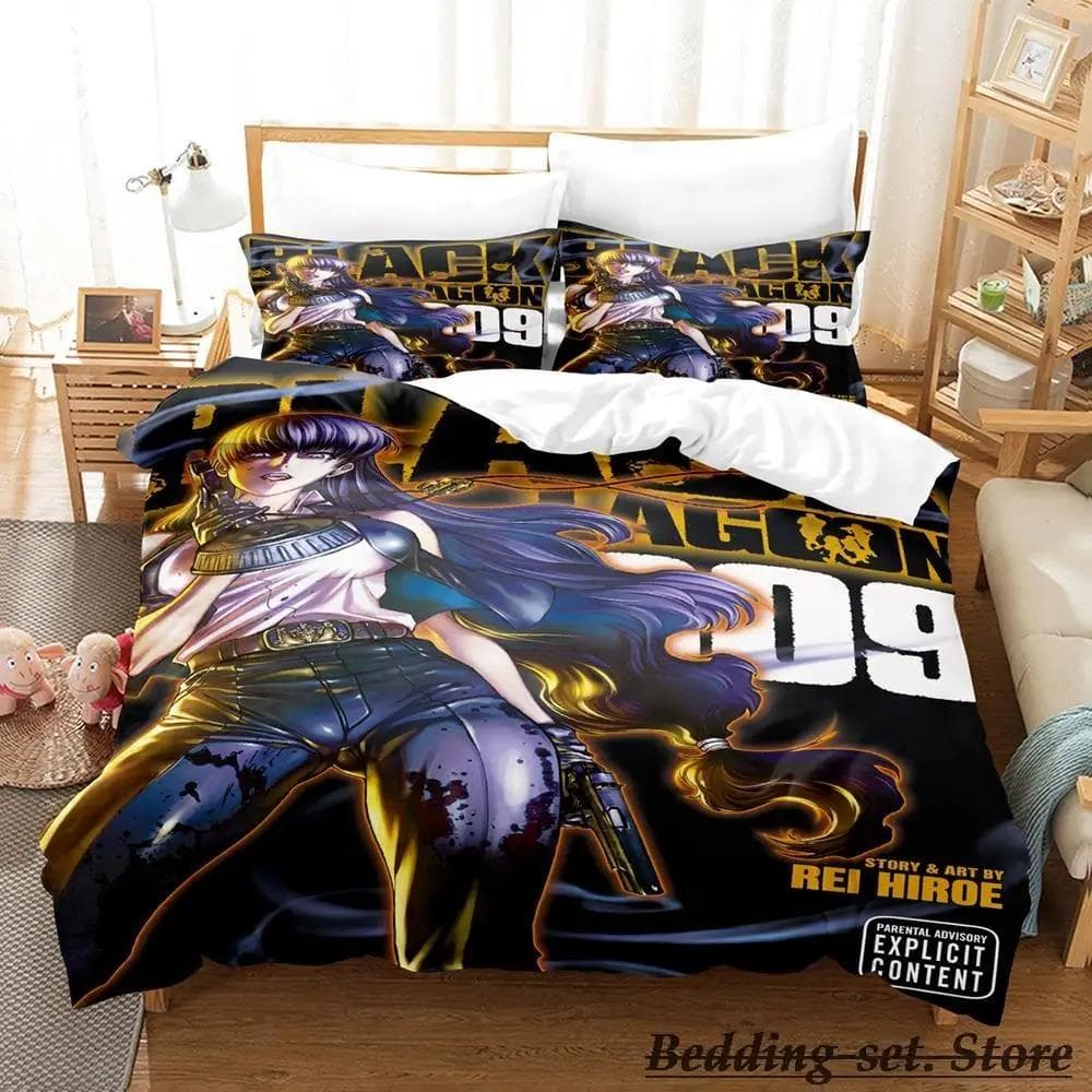 Black Lagoon Bedding Set Single Twin Full Queen King Size Bed Set Adult Kid Bedroom Duvetcover Sets Anime parure de lit Bed 70x133cm 2pcs