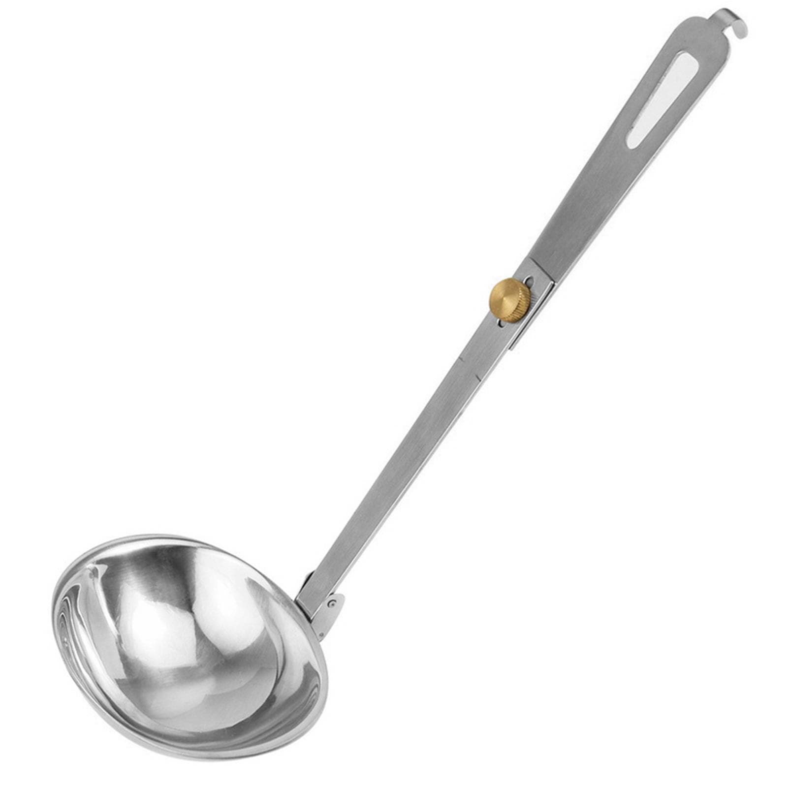 Foldable Soup Spoon Portable Stainless Steel Camping Soup Spoon for Outdoor Cooking Traveling silver