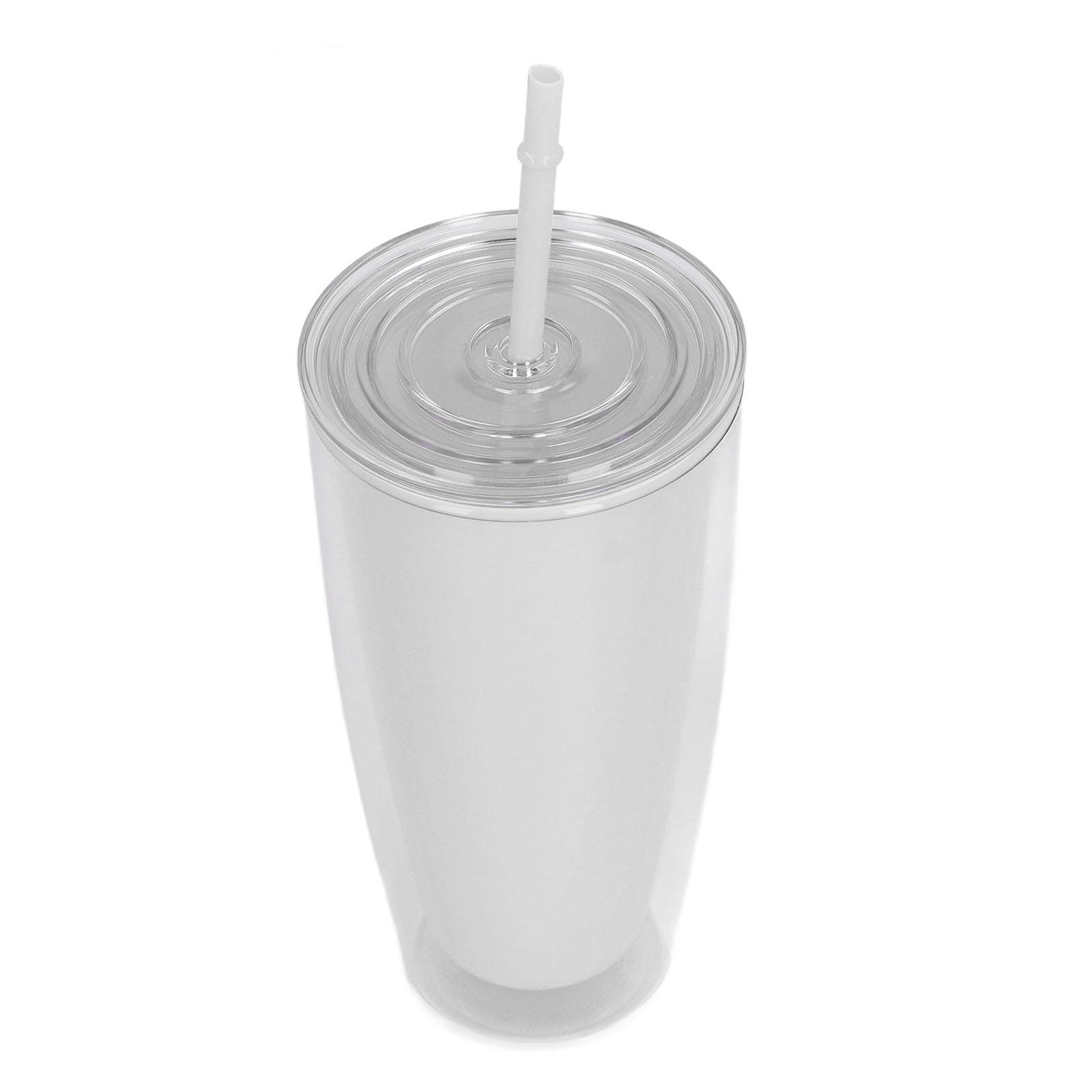 Tumbler with Lid Straw 750ml Double Wall Tumbler Large Capacity Water Bottle Wide Opening L(for 6.5-9kg) white