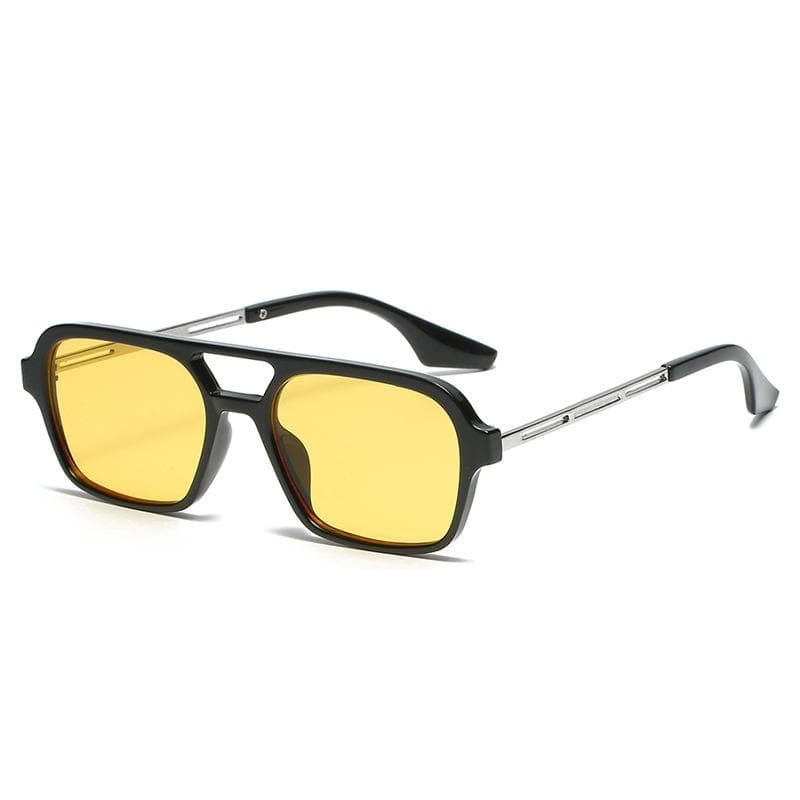 Retro Box Double Beam Hollow Sunglasses Stylish Pilot Glasses UV Resistant 3517