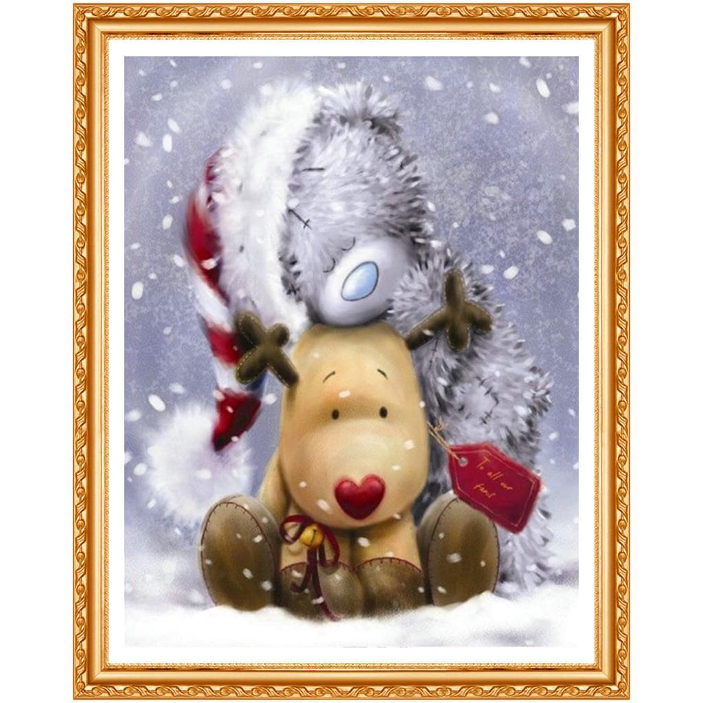 Diamond Embroidery Cartoon Bear Needlework Picture Diamond Painting Cross Stitch Christmas Pattern 20X30CM