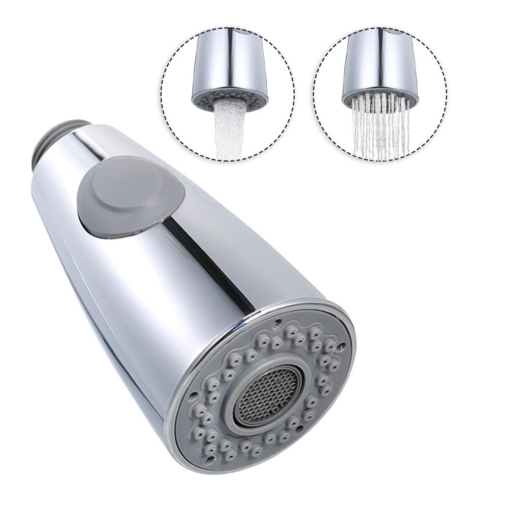 Kitchen Sink Faucet Head 2-Function Pull Out Spray Head with Check Valve Replacement Part G1/2 Polished chrome silver