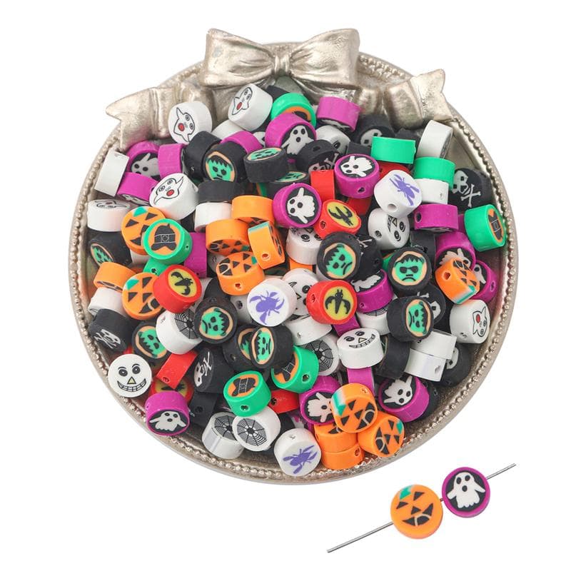 30Pcs Soft Clay Halloween Flower Beads For DIY Necklace Bracelet Earrings Jewelry Making Craft Accessories