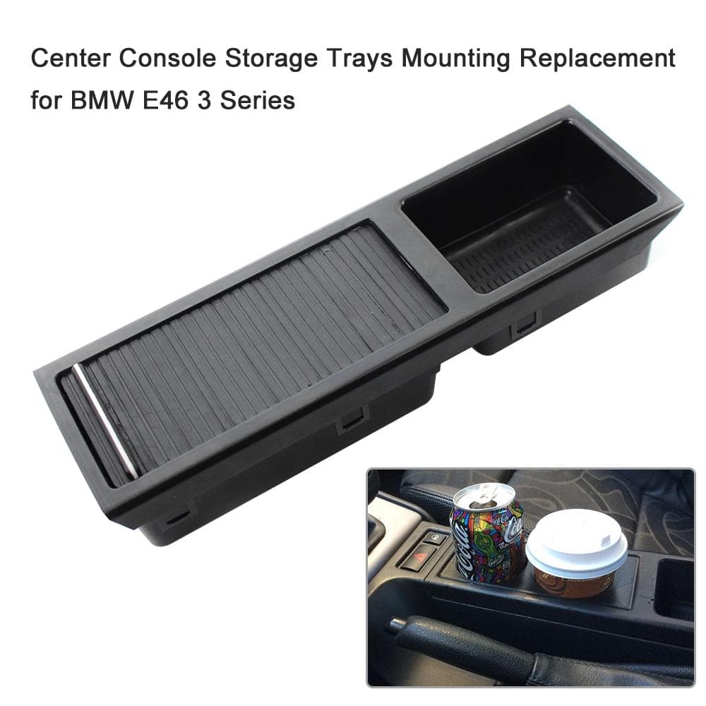 Noble Carbon Pattern Center Console Storage Trays Mounting Replacement for BMW E46 3 Series black