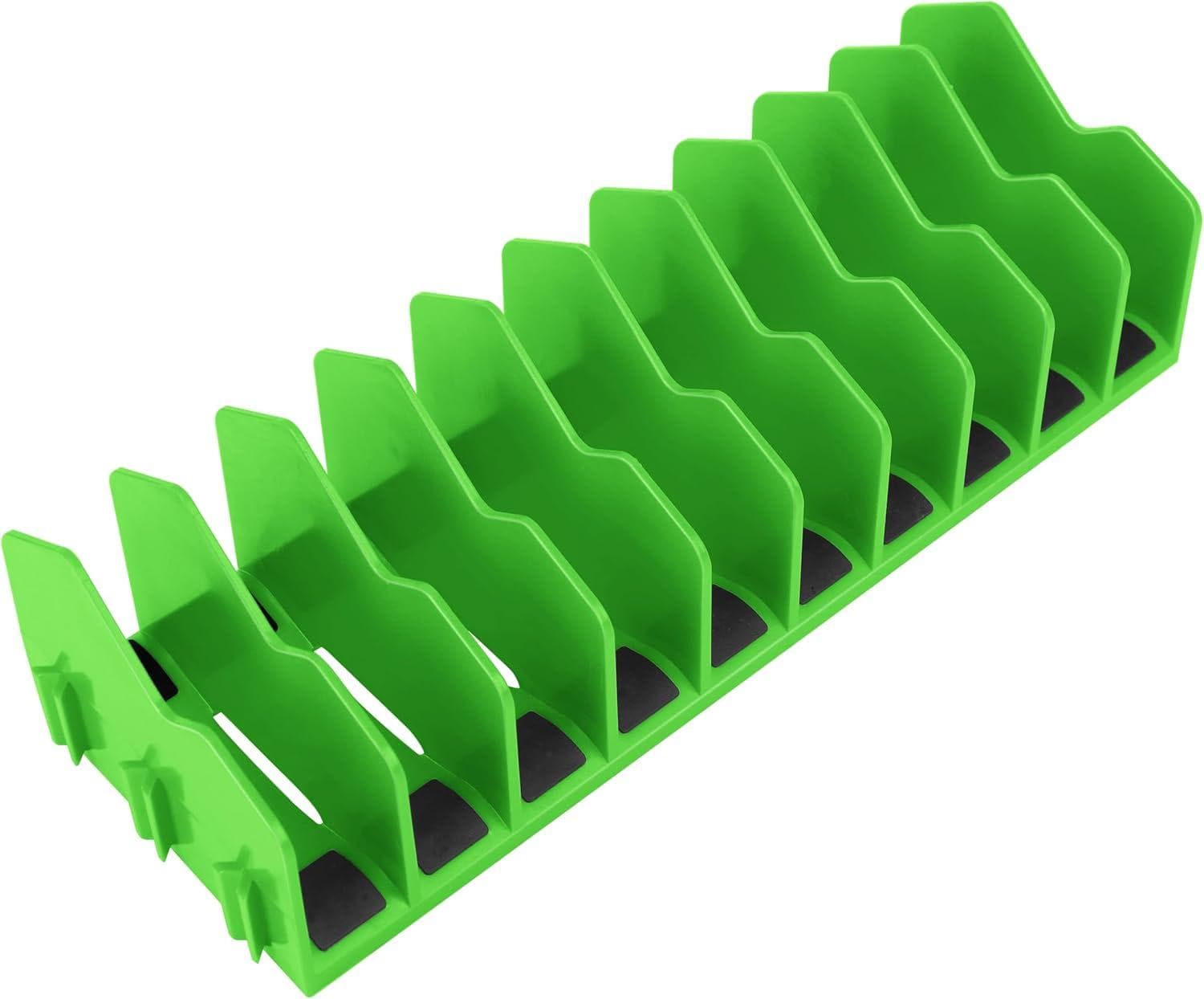 Practical Plier Organizer Rack Holds 10 Slots Pliers Drawer Tool Box Sturdy Pliers Tool Organizer Storage Rack Space-Saving green