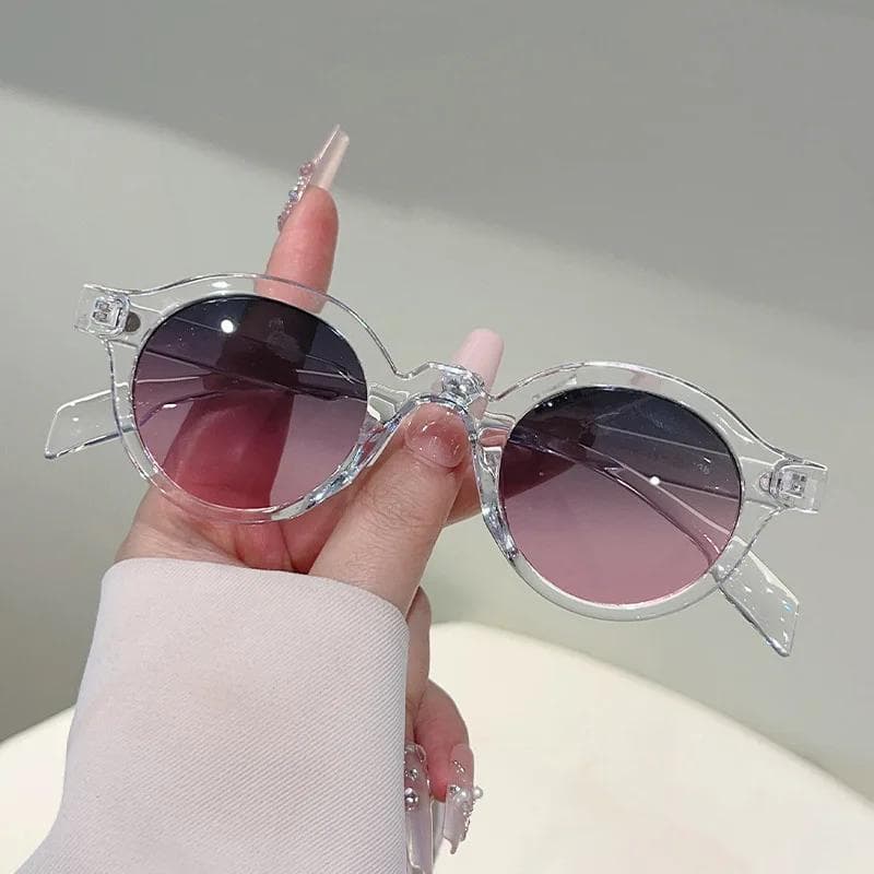 Summer Retro Round Sunglasses Women Fashion Lightweight UV400 Protection Versatile Neutral Frame