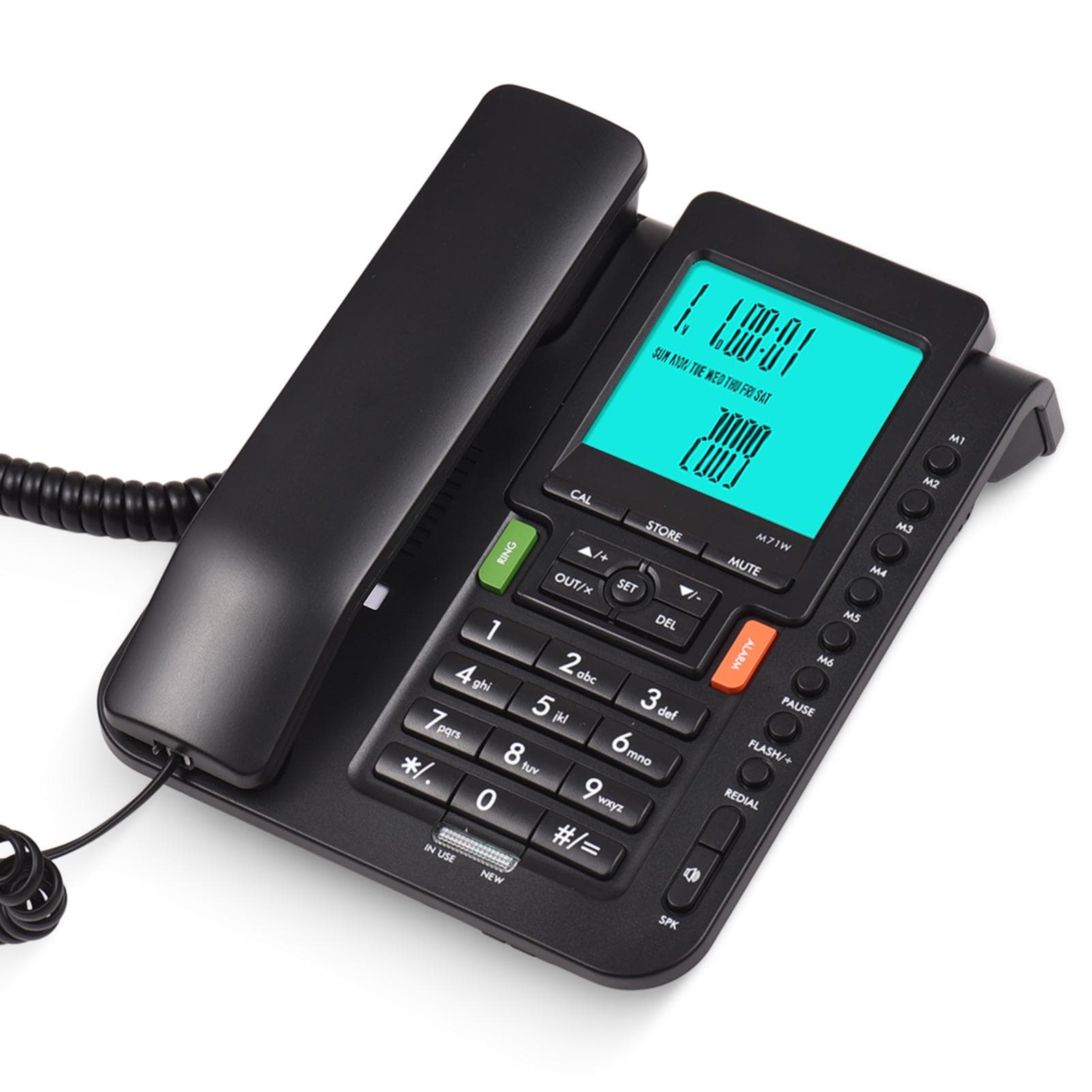 Corded Phone Desk Landline Phone Telephone DTMFFSK Dual System One Button Memory Button Support black
