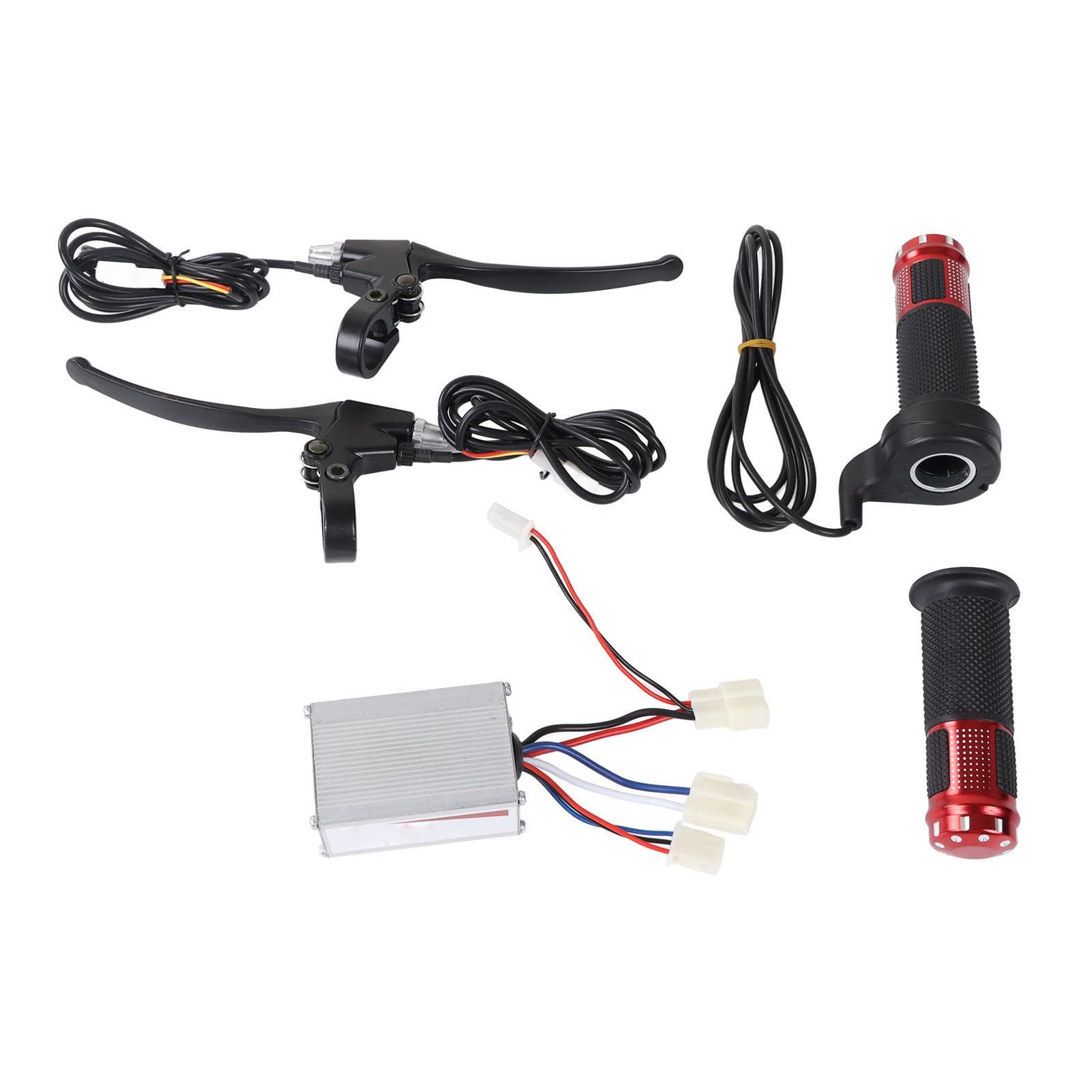 12V 250W Brushed Controller Kit Aluminum 3 Wire Controller with Long Line Black Brake Handle Red