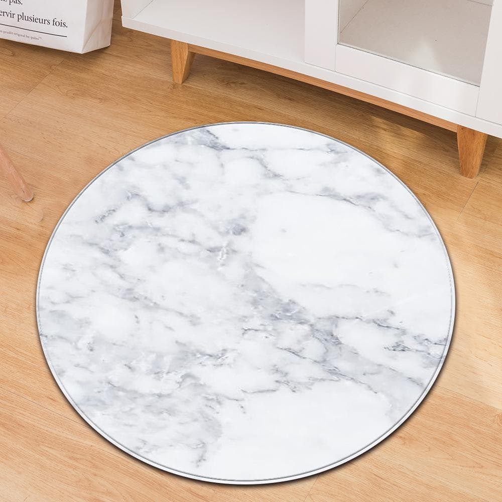 Round non-slip Kitchen Rug Black Blue Marble Print Entry doormat Floor mat Living Room Bathroom Rug Rug Home decor 60