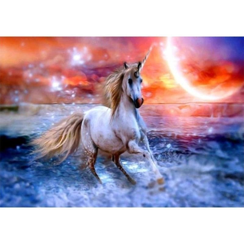Diamond Painting Animal A Running Horse Embroidery Cross Stitch Circular Rhinestone Home Decoration 20X30CM