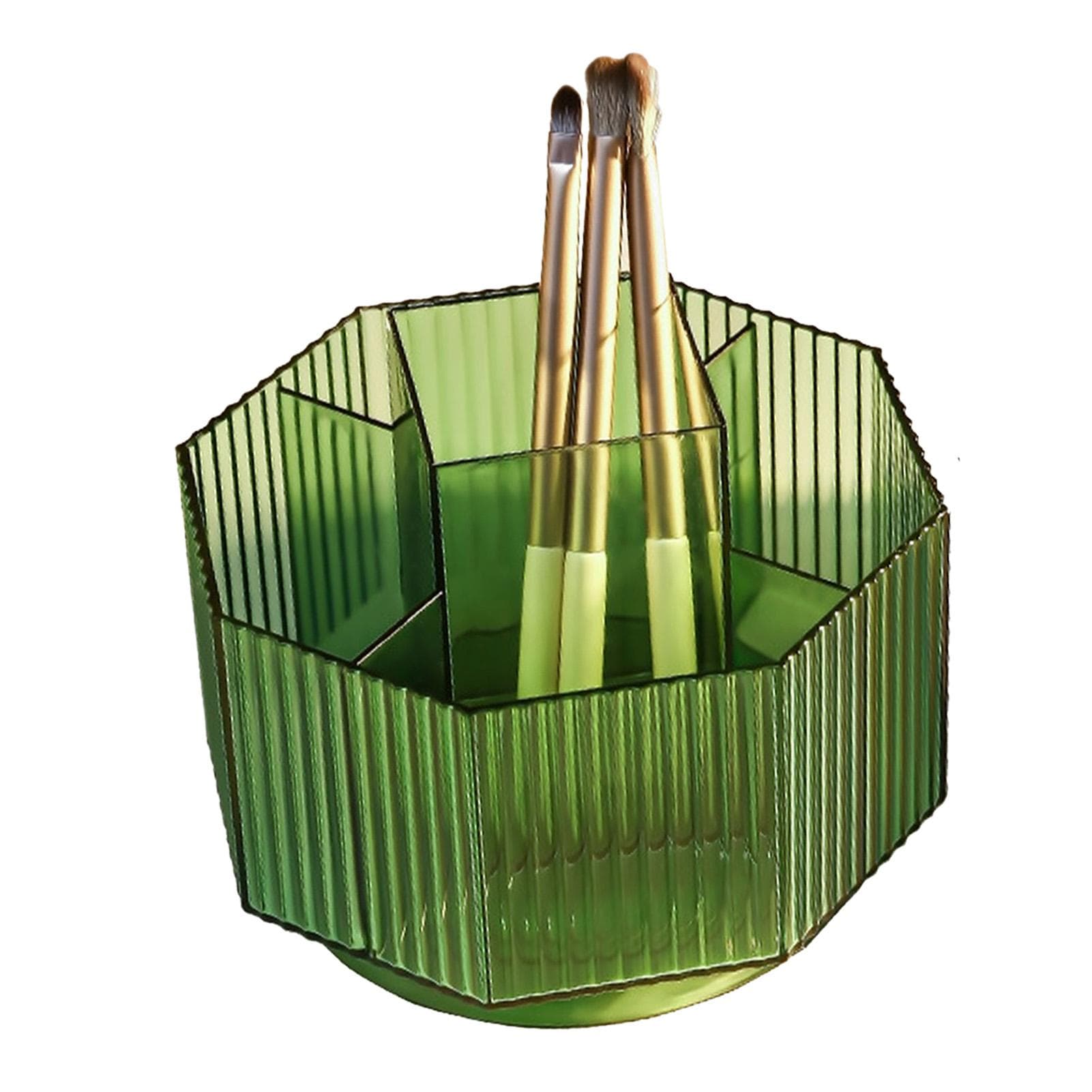 Makeup Brush Organizer 360 Degree Rotating Compartment Large Capacity Plastic Desktop Eyebrow
