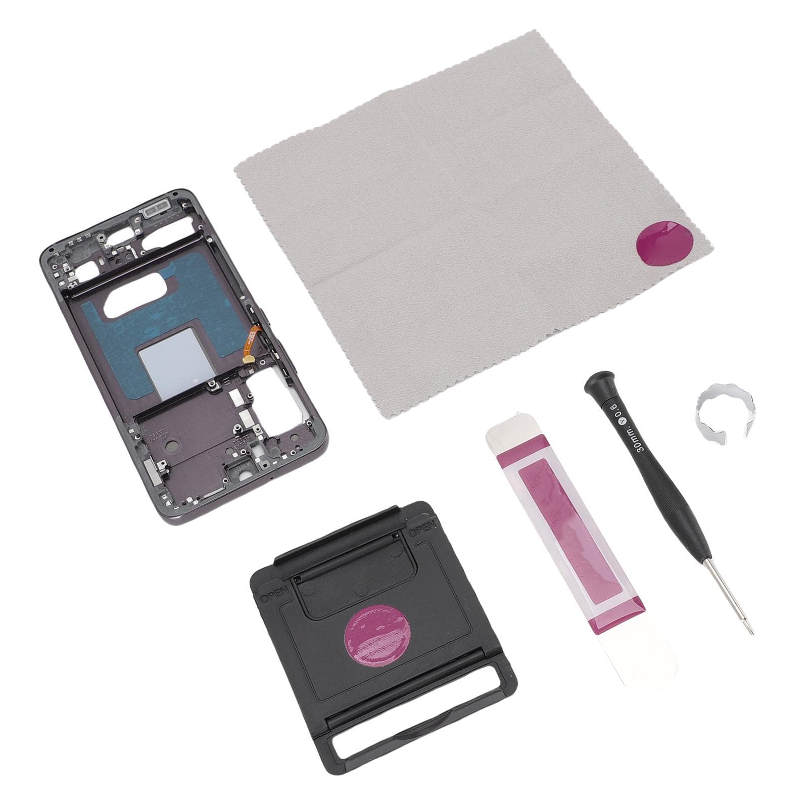LCD Front Frame Easy Installation LCD Screen Bezel Metal Front Frame Replacement for Galaxy S22 black