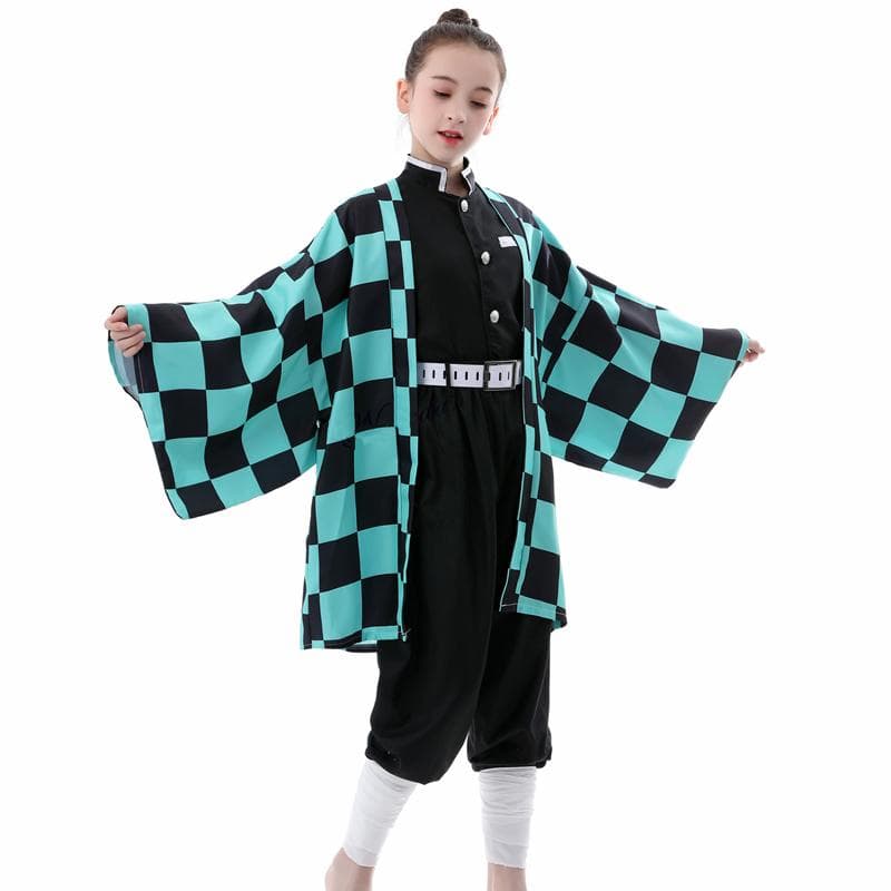 Anime Demon Slayer: Tsuyuri Kanawo Kamado Nezuko Cosplay girls and boys Kimono Role Play Costume kids Set 140cm