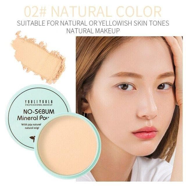 Natural Oil-control Stay-Matte Pressed Powder Long-lasting Waterproof Light-weight Face Powder Cosmetic 02 natural color