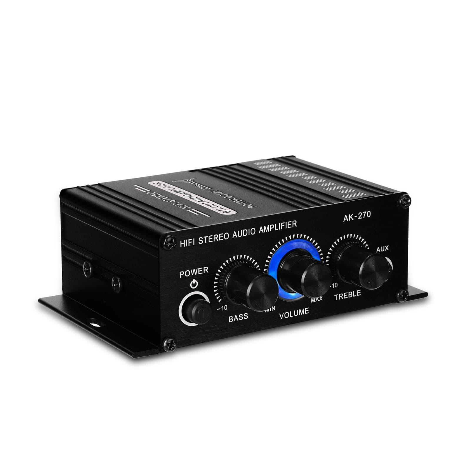 AK270 Mini Audio 2-Channel Stereo Power Amplifier Portable Sound Amplifier AUX Input Speaker Amp black
