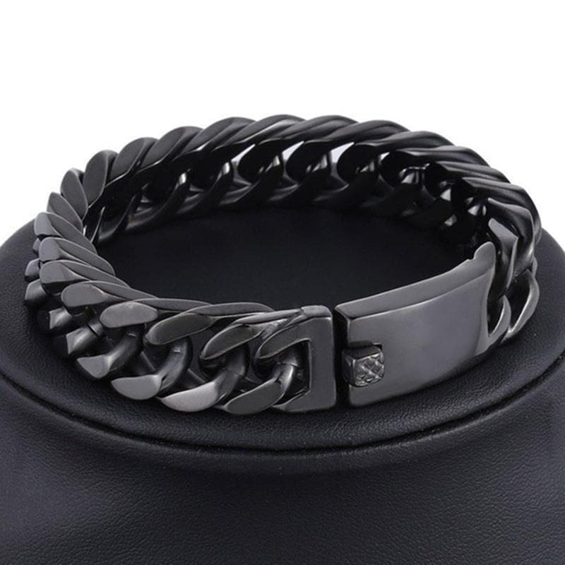 Gold-Plated Double Buckle Men's Bracelet – Stylish European & American Design black