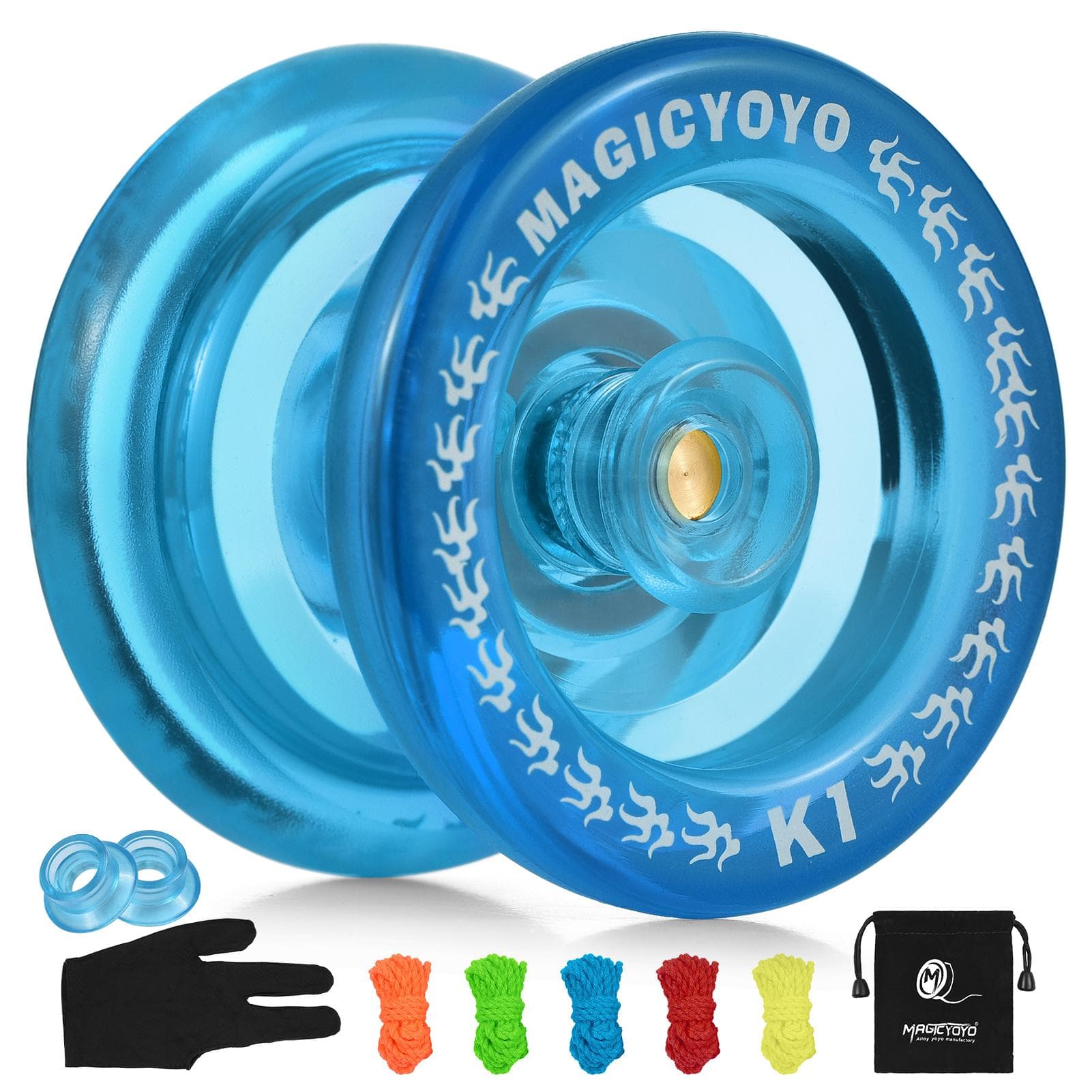 Unresponsive Yoyo for Kids Yo-Yo Ball with 5 Replacement Strings Glove Storage Pouch blue