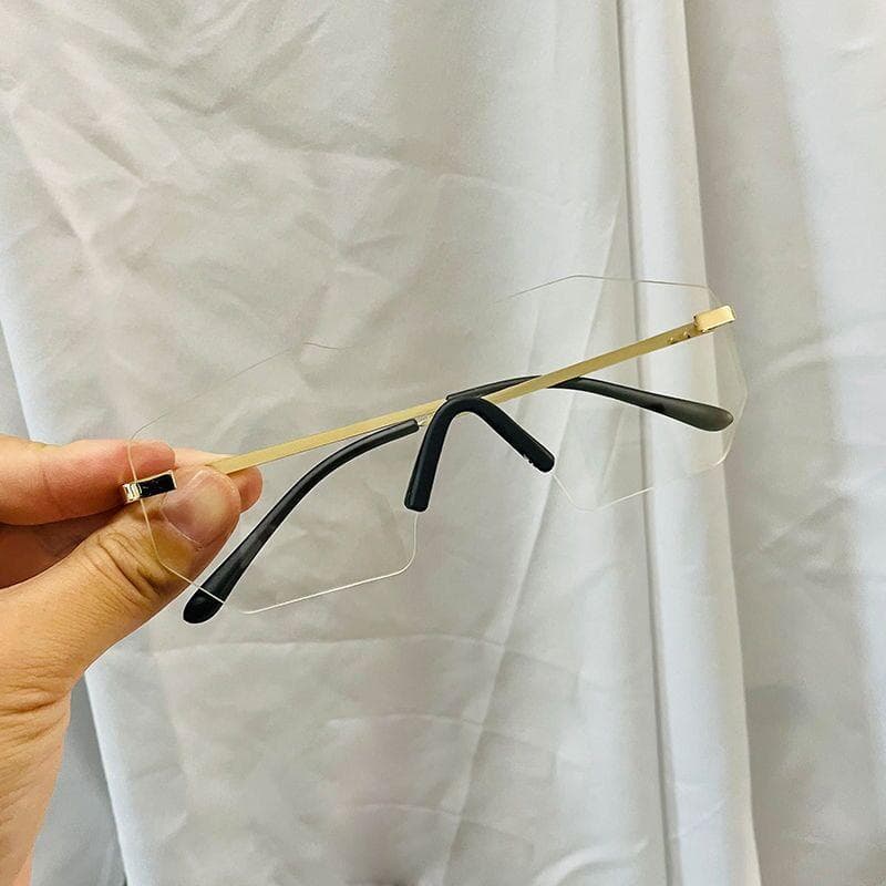 Oversize Metal Reflective Film Rimless Sunglasses Unisex Ocean Film Shades UV Protection Eyewear for Men Women MULTI