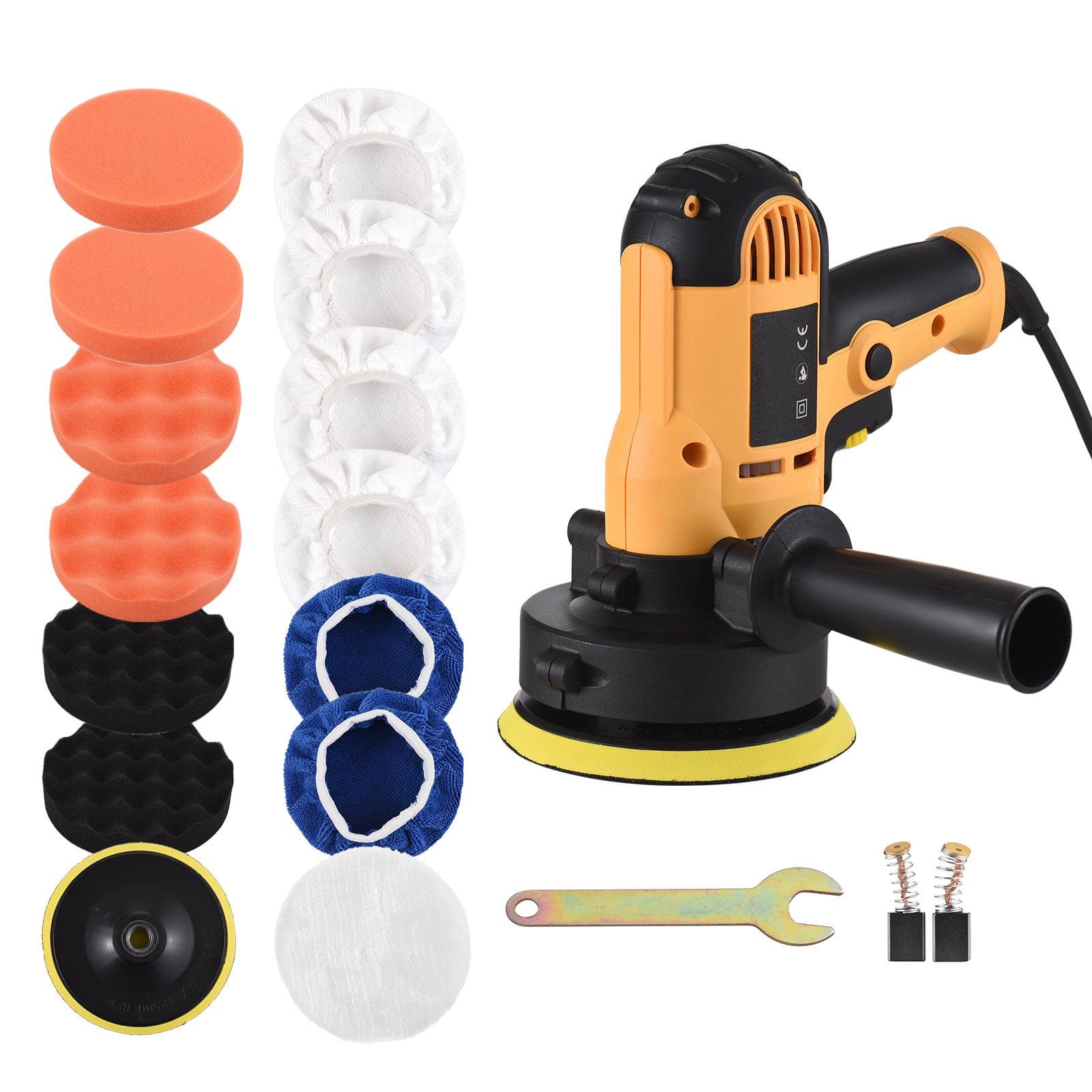 5-inch Electric Car Polisher Kit 700W Auto Car Buffer 600-3700RPM Variable Polishing Machine with US Plug yellow