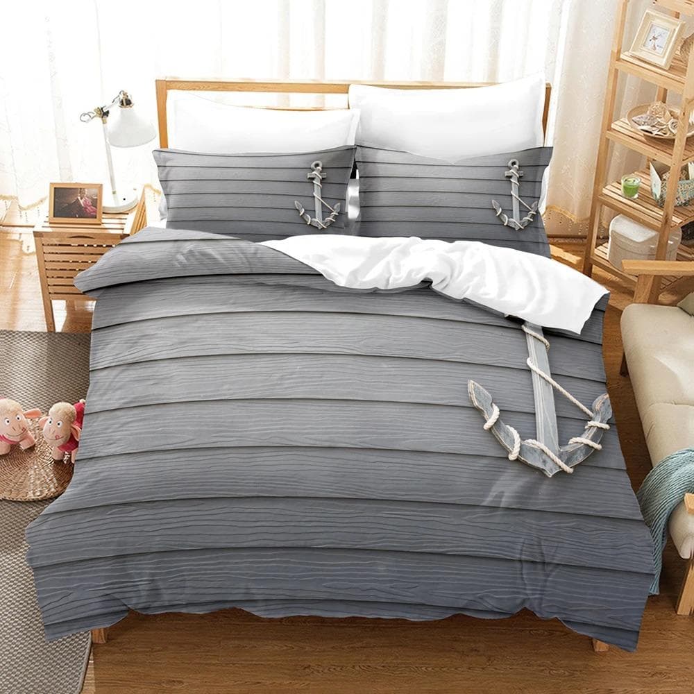 Marine style anchor Bedding Set Single Twin Full Queen King Size Anchor sign Bed Set Aldult Kid Bedroom Duvetcover Sets 3D 210X210cm-3pcs