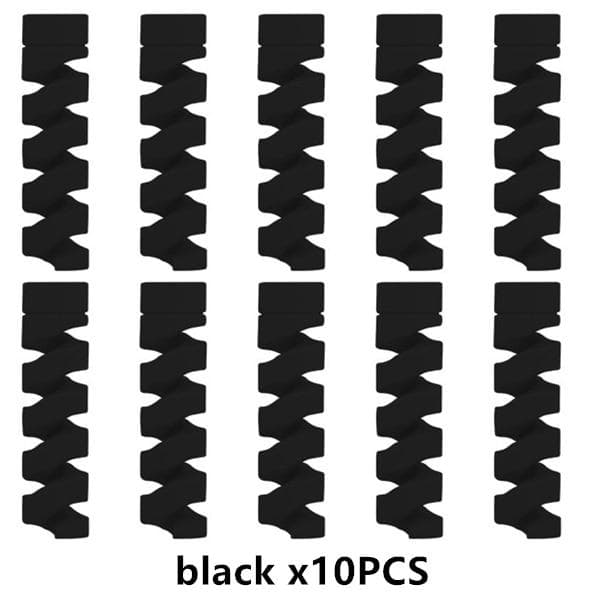 10Pcs Spiral Charging Cable Protector For Phones Cable Saver Cover black