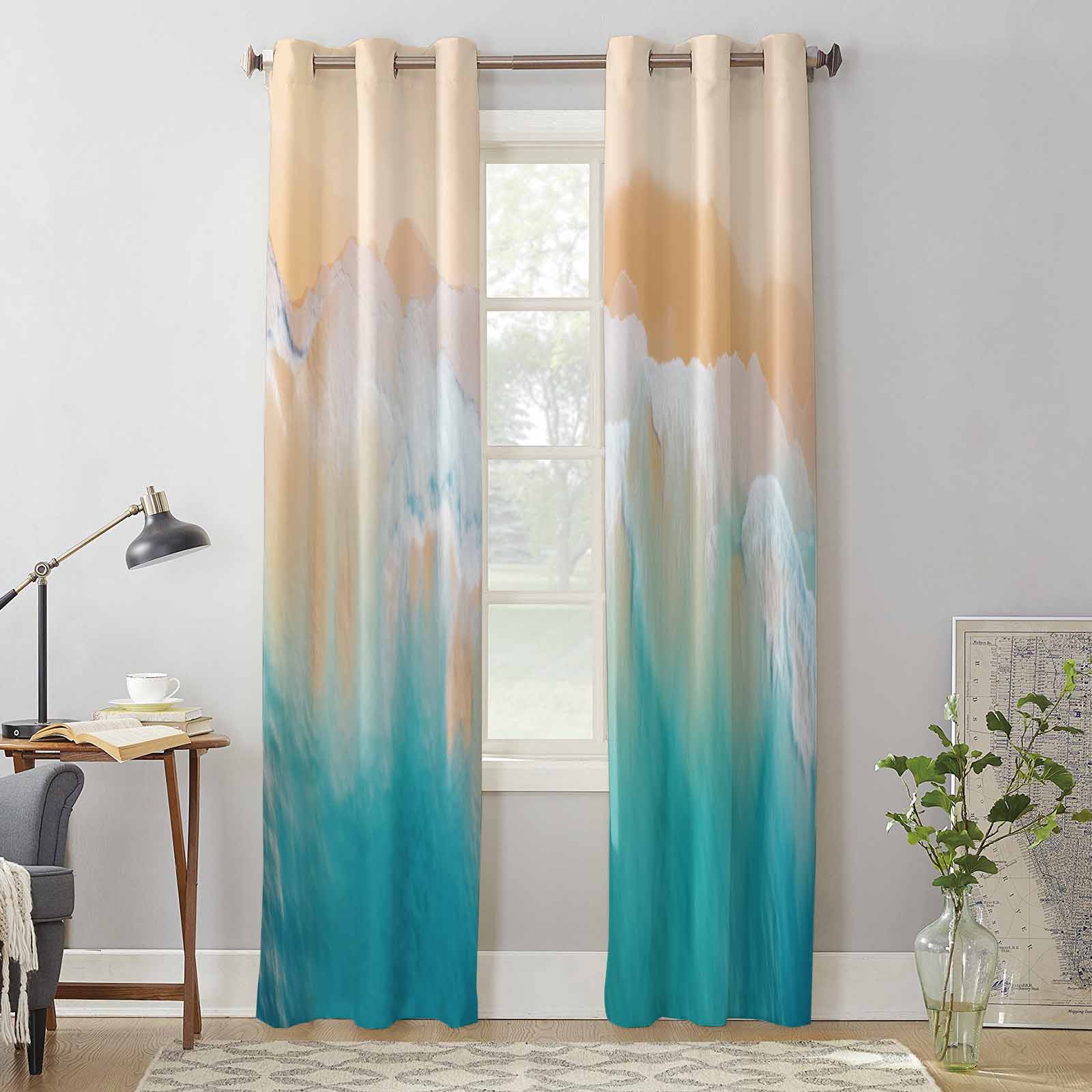 Summer Ocean Beach Window Curtains for Living Room Luxury Bedroom Curtain Kitchen Blinds Drapes Curtains 135W x 60H(cm) x1