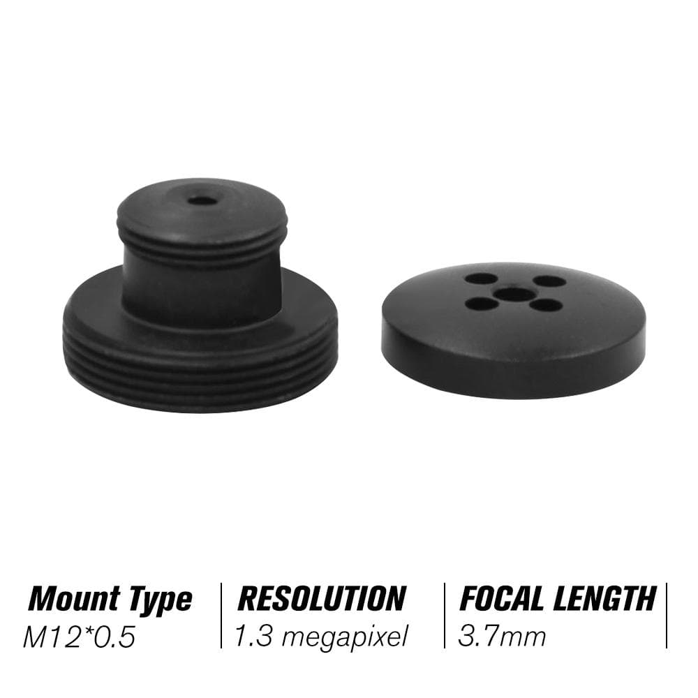 3.7mm M12 Button Lens M12 Mount, 1.3 Megapixel 80degree Horizontal Viewing Angle F2.0 fixed Iris black