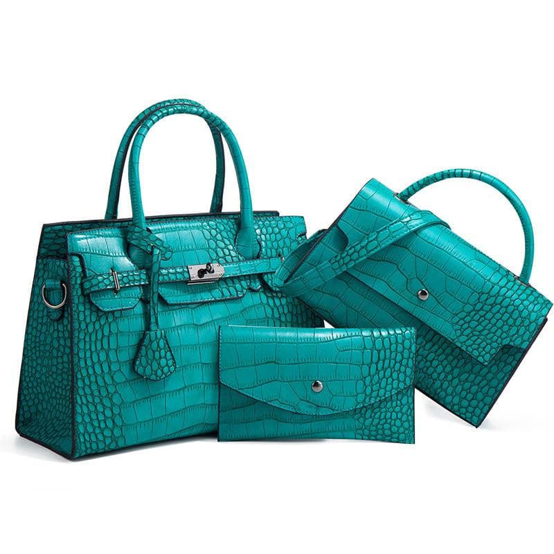 Women's Crocodile Pattern Handbag Fashion Trend Diagonal Straddle Bag Large Capacity Case one size green