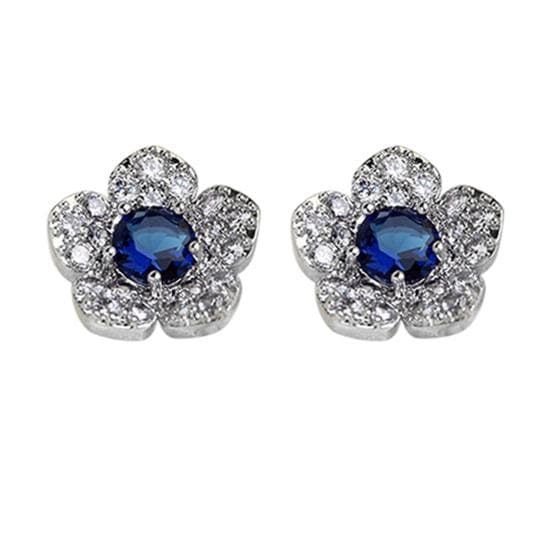 Women's Fashion Jewelry Blue Flower Ear Studs Earrings Gift 1 pairs