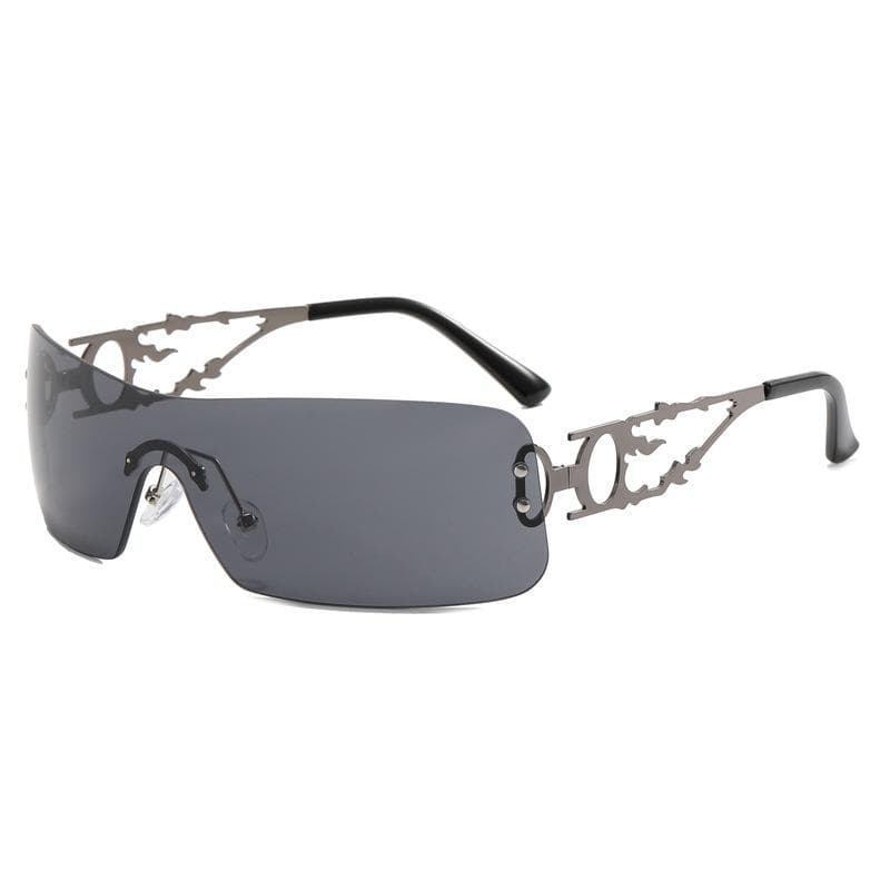 Spice Girls Fashionable Rimless Hollow Out Sunglasses Women Hipster Streetwear Accessories for Daily Wear